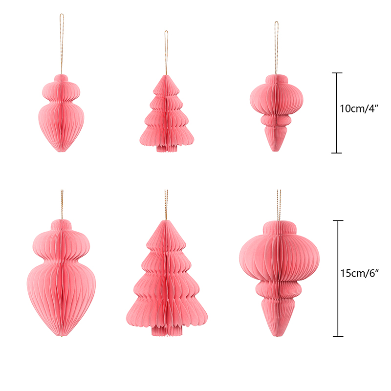 Pink Christmas Paper Honeycomb Ornaments-Size.jpg